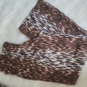 L'AGENCE Leopard Print Wide Leg Pants - Brown